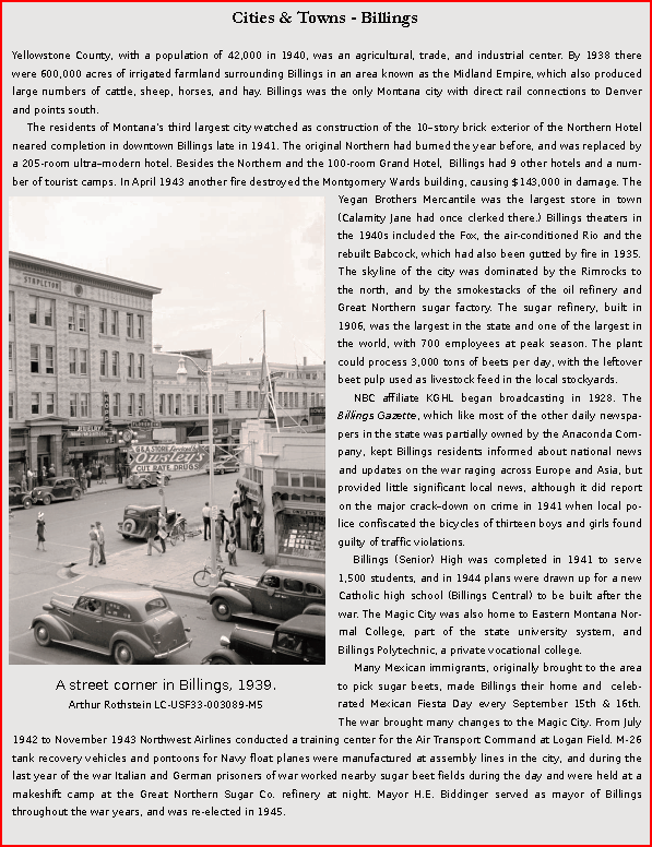 A Brief History of Billings Montana during the 1940s.